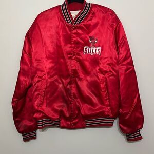 Vintage Locker‎ Line Mens Red 90's Chicago Bulls Satin Bomber Jacket Size XL